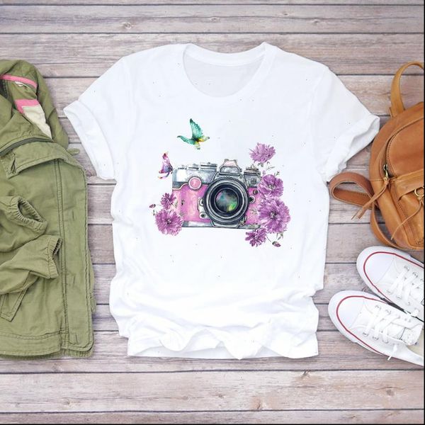 women womens camera flower butterfly vintage printing print summer shirt t shirts graphic female ladies tee, White
women womens camera flower butterfly vintage printing print summer shirt t shirts graphic female ladies tee, White