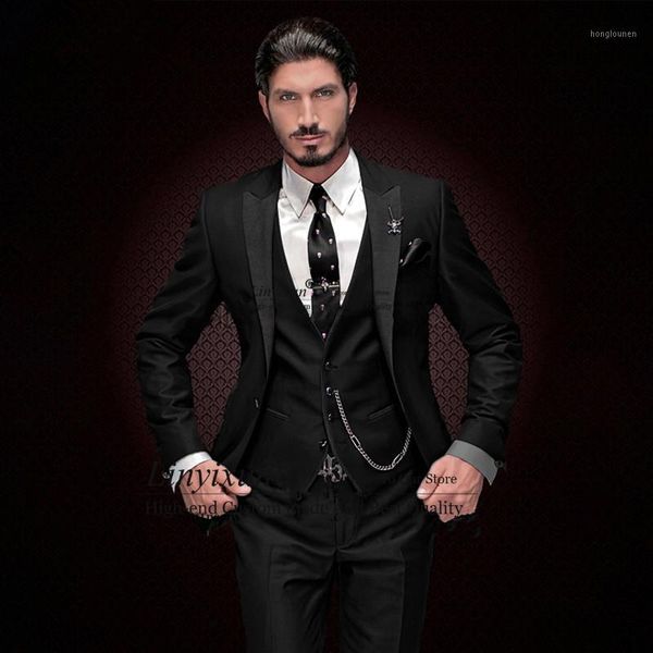 men's suits & blazers classic black slim fit mens peaked lapel wedding groom tuxedo 3 piece jacket vest pants set male business masculi, White;black
men's suits & blazers classic black slim fit mens peaked lapel wedding groom tuxedo 3 piece jacket vest pants set male business masculi, White;black
