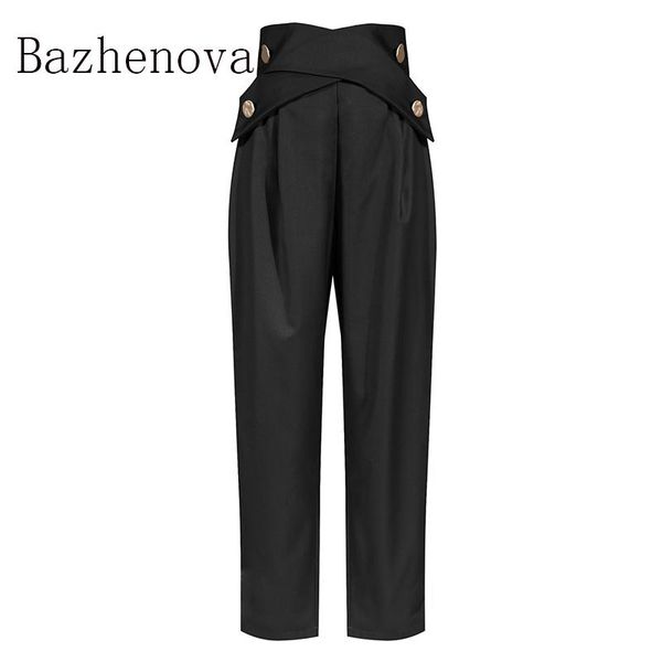 women's pants & capris bazhenova autumn casual women silod color metal buckle trousers girls high wast elegant long lady fall r538, Black;white
women's pants & capris bazhenova autumn casual women silod color metal buckle trousers girls high wast elegant long lady fall r538, Black;white
