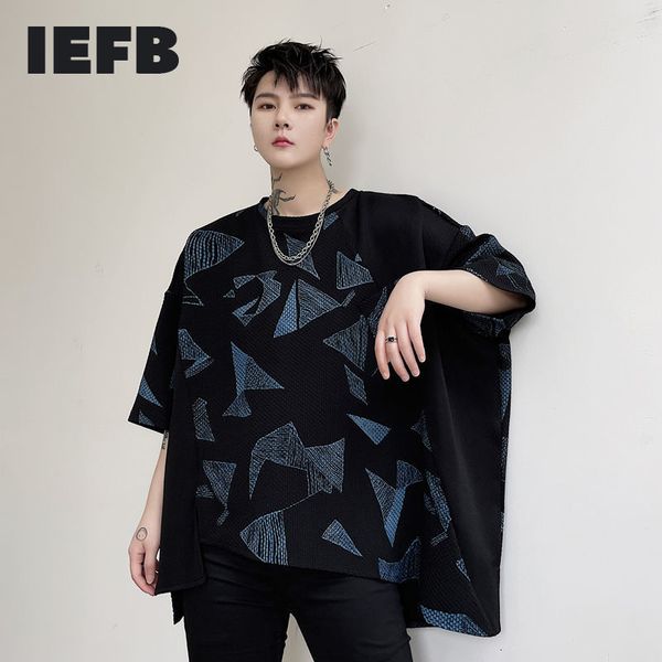 iefb summer geometric pattern printed off shoulder loose men's short sleeve t-shirt cusual black oversized tee 9y7375 210524, White;black
iefb summer geometric pattern printed off shoulder loose men's short sleeve t-shirt cusual black oversized tee 9y7375 210524, White;black