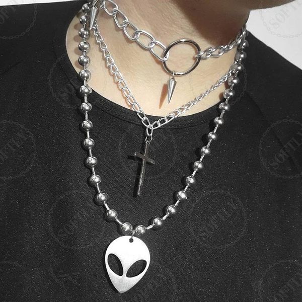pendant necklaces alien necklace for men stainless steel spike teenage eboys y2k jewelry grunge aesthetic emo 2021, Silver
pendant necklaces alien necklace for men stainless steel spike teenage eboys y2k jewelry grunge aesthetic emo 2021, Silver