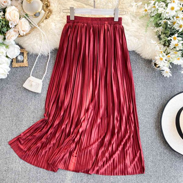 skirts summer drape shine pleated a-line long skirt metallic satin calf red blue pink uag3, Black
skirts summer drape shine pleated a-line long skirt metallic satin calf red blue pink uag3, Black