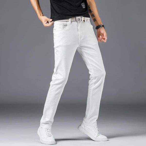 men's jeans summer men solid white mens stretch casual fashioins denim pants yong boy students trousers, Blue
men's jeans summer men solid white mens stretch casual fashioins denim pants yong boy students trousers, Blue