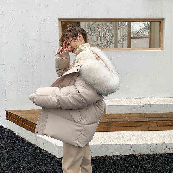 big fur collar hooded down cotton jacket coat woman loose casual short winter korean thick parkas female warm overcoat, Black
big fur collar hooded down cotton jacket coat woman loose casual short winter korean thick parkas female warm overcoat, Black