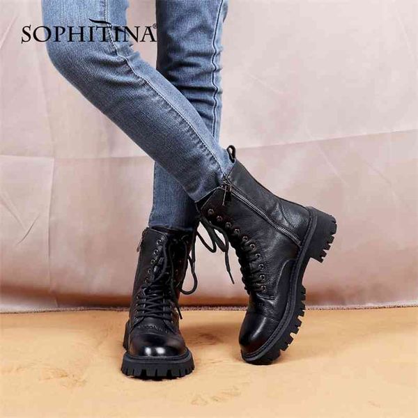sophitina women boots comfortable leather black motorcycle boots zipper on both sides lace up women shoes sc845 210914
sophitina women boots comfortable leather black motorcycle boots zipper on both sides lace up women shoes sc845 210914