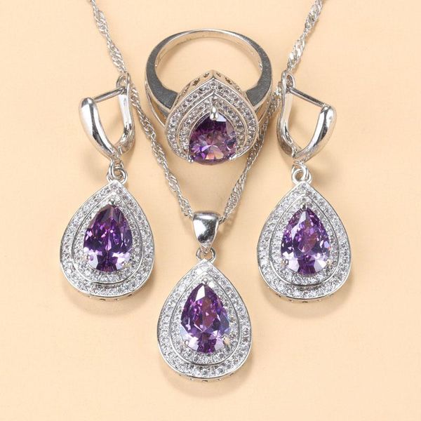 earrings & necklace romantic bridal women costume natural crystal water drop and pendant ring wedding silver color jewelry sets
earrings & necklace romantic bridal women costume natural crystal water drop and pendant ring wedding silver color jewelry sets