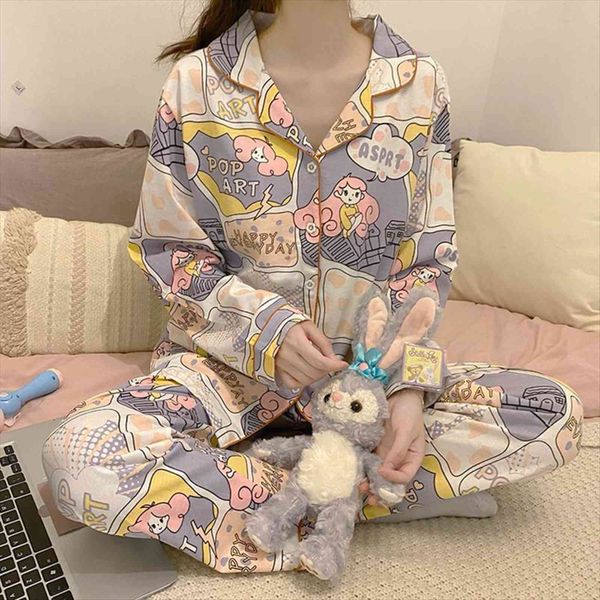 cute cartoon pajamas set womens sleepwears turn down collar pyjamas long sleeves suit soft female sleepwear autumn homewear home services, Black;red
cute cartoon pajamas set womens sleepwears turn down collar pyjamas long sleeves suit soft female sleepwear autumn homewear home services, Black;red