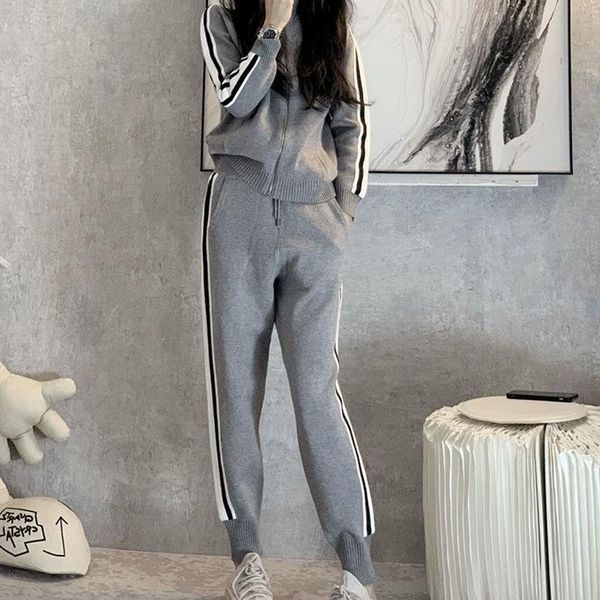 women's two piece pants 2021 spring autumn knitted 2 sets womens outfits striped harem +long sleeve coat casual sports suits, White
women's two piece pants 2021 spring autumn knitted 2 sets womens outfits striped harem +long sleeve coat casual sports suits, White