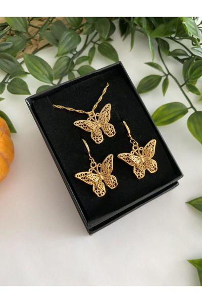 earrings & necklace women's fashion jewelry women gold butterfly plated and sets, Silver
earrings & necklace women's fashion jewelry women gold butterfly plated and sets, Silver
