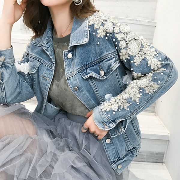 women's jackets flower embroidery applique lady denim jacket blue cotton casual long sleeve autum women coats outwear b2kp, Black;brown
women's jackets flower embroidery applique lady denim jacket blue cotton casual long sleeve autum women coats outwear b2kp, Black;brown