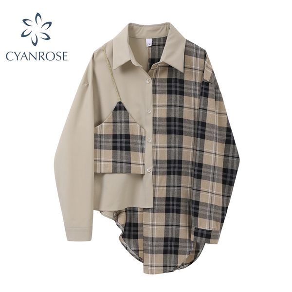 patchwork elegant women shirt autumn turn down long sleeve fashion casual loose designer streetwear plaid women blouse 210417, White
patchwork elegant women shirt autumn turn down long sleeve fashion casual loose designer streetwear plaid women blouse 210417, White