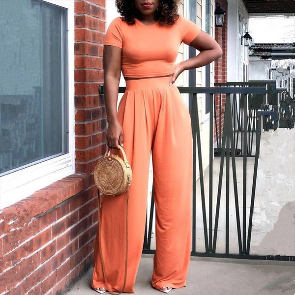 solid color casual two pieces womenpant sets short sleeve o neck crop and pleated wide leg pants 2 piece, White
solid color casual two pieces womenpant sets short sleeve o neck crop and pleated wide leg pants 2 piece, White