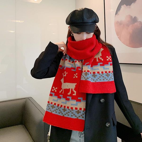 scarves winter 2021 christmas elk thickened warm women's scarf pattern knitting wool windproof long shawl festival, Blue;gray
scarves winter 2021 christmas elk thickened warm women's scarf pattern knitting wool windproof long shawl festival, Blue;gray