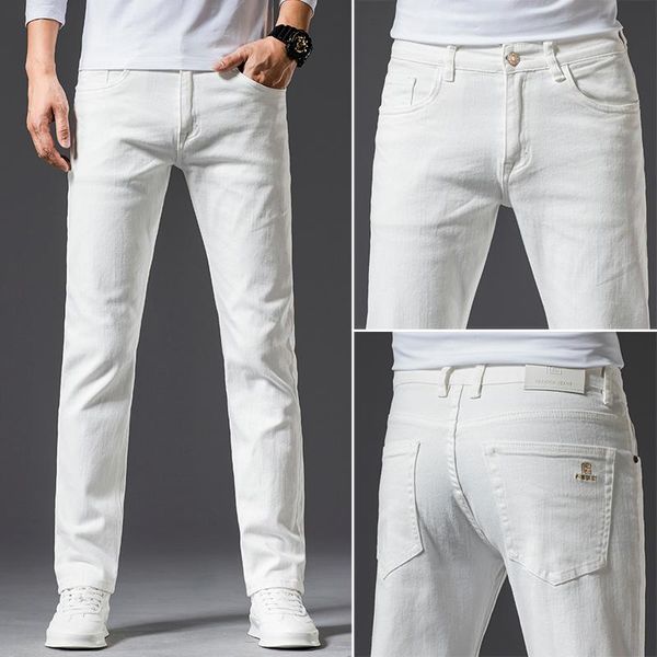 men's jeans men white cotton slim straight casual stretch skinny fit trousers pants solid colors, Blue
men's jeans men white cotton slim straight casual stretch skinny fit trousers pants solid colors, Blue
