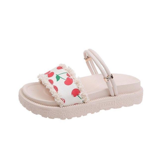 fruit print summer sandals slides for women 2021 flat platform bohemian holidays beach slippers plus size woman shoes, Black 
fruit print summer sandals slides for women 2021 flat platform bohemian holidays beach slippers plus size woman shoes, Black