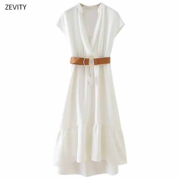 women v neck solid short sleeve vestido elastic waist sashes midi dress chic female hem ruffles casual dresses ds3964 210420, Black;gray