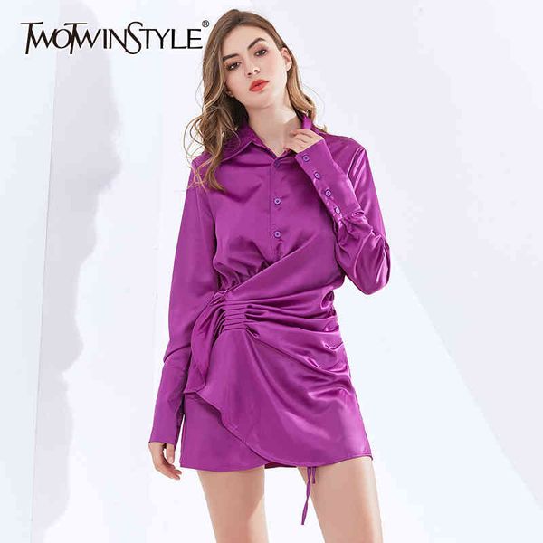twotwinstyle minimalist shirt dress for women lapel long sleeve ruched solid dresses female fashion clothing autumn 210517, White
twotwinstyle minimalist shirt dress for women lapel long sleeve ruched solid dresses female fashion clothing autumn 210517, White