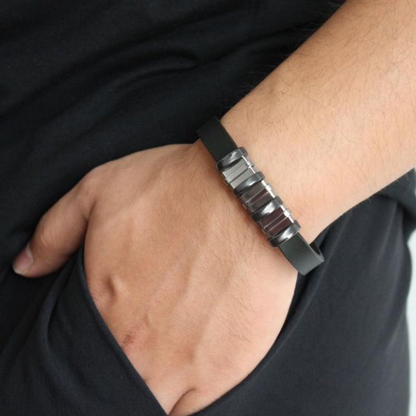 charm bracelets simple fashion design version obsidian stainless steel silicone bracelet couple accessories, Golden;silver
charm bracelets simple fashion design version obsidian stainless steel silicone bracelet couple accessories, Golden;silver