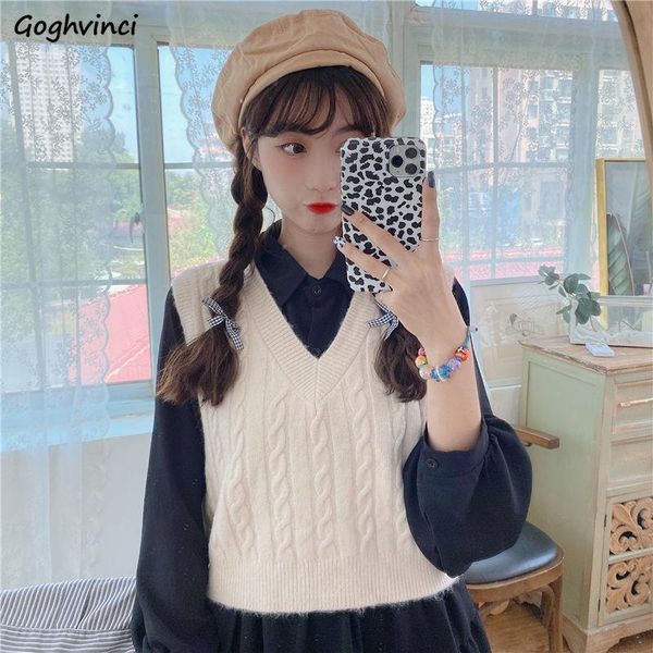 women's vests women v-neck crop elegant solid all-match sweet harajuku chic fashion knitted sleeveless sweaters students autumn, Black;white
women's vests women v-neck crop elegant solid all-match sweet harajuku chic fashion knitted sleeveless sweaters students autumn, Black;white