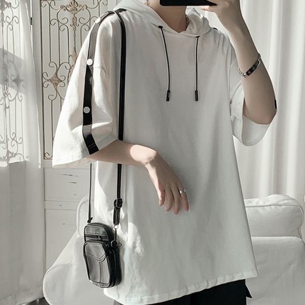 men's t-shirts summer button design hooded t-shirt korean fashion casual loose hedging streetwear short-sleeved 129j, White;black
men's t-shirts summer button design hooded t-shirt korean fashion casual loose hedging streetwear short-sleeved 129j, White;black