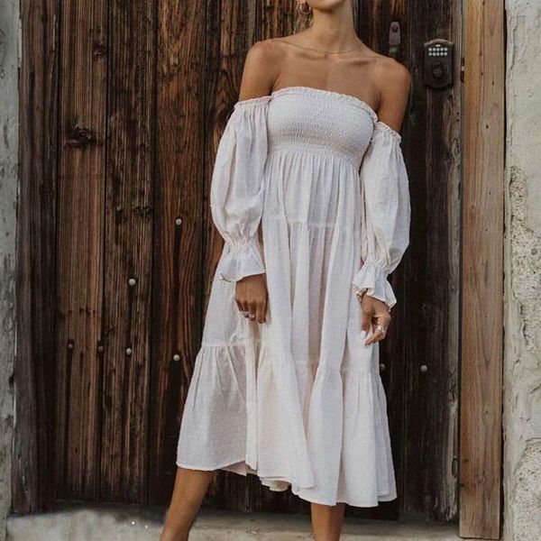 party dresses white dress for woman 2021 bow tied dot smocked bodice women puff long sleeve summer jurk vestidos, White;black
party dresses white dress for woman 2021 bow tied dot smocked bodice women puff long sleeve summer jurk vestidos, White;black