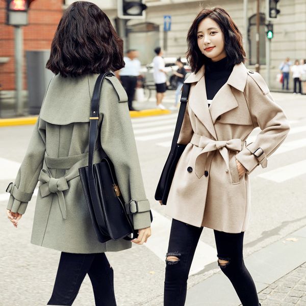 women's jackets double-sided wool coat women autumn winter korean abrigo mujer cashmere belt woolen jacket female outerwear 8ilf, Black;brown 
women's jackets double-sided wool coat women autumn winter korean abrigo mujer cashmere belt woolen jacket female outerwear 8ilf, Black;brown