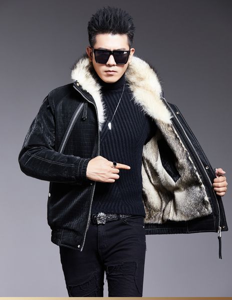 genuine leather wolf fur jacket winter coat for men sheepskin motorcycle biker jackets furs collar zipper thick warm outerwear overcoat win, Black
genuine leather wolf fur jacket winter coat for men sheepskin motorcycle biker jackets furs collar zipper thick warm outerwear overcoat win, Black