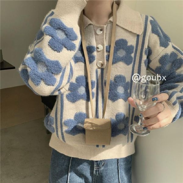 women's sweaters flower contrast color collar pullover knitted sweater female 2021 autumn japanese retro anti-aging jacket.kio, White;black
women's sweaters flower contrast color collar pullover knitted sweater female 2021 autumn japanese retro anti-aging jacket.kio, White;black