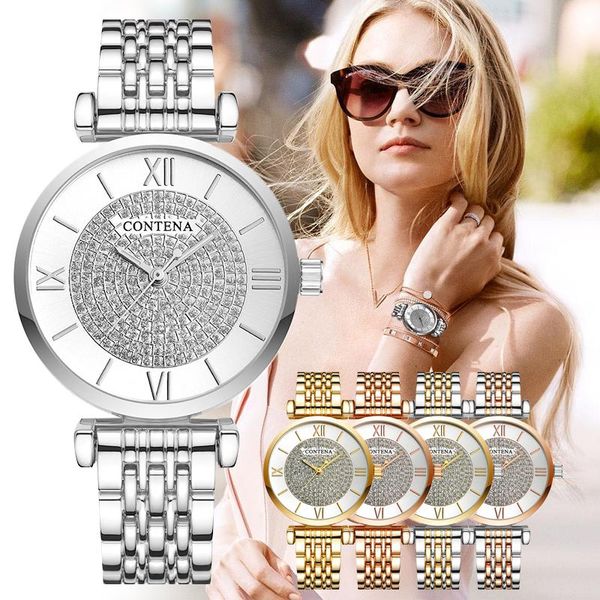 production 2021 contena ladies watches luxury rose gold diamond women fashion dress bangles for wristwatches, Slivery;brown
production 2021 contena ladies watches luxury rose gold diamond women fashion dress bangles for wristwatches, Slivery;brown