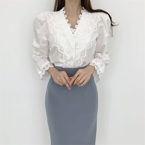 palace style vintage puff sleeves women all match patchwork lace office lady v-neck shirts 210421, White
palace style vintage puff sleeves women all match patchwork lace office lady v-neck shirts 210421, White