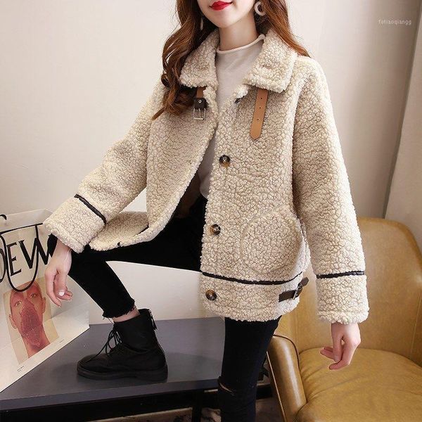 women's jackets lamb coat long sleeve 2021 korean loose fall winter versatile thickened fur one plush warm top, Black;brown
women's jackets lamb coat long sleeve 2021 korean loose fall winter versatile thickened fur one plush warm top, Black;brown
