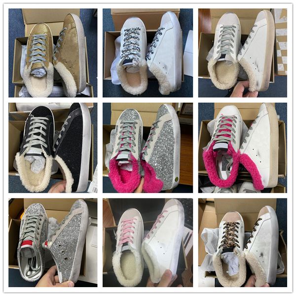 lambswool slippers sneakers deluxe brand designer star casual shoes classic do-old dirty shoe mid double height bottom trainers lace-up wome, Black