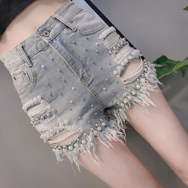 women's shorts female temperament sweet solid color plus size summer fashion hole pearl beaded hollow high waist blue jeans, White;black
women's shorts female temperament sweet solid color plus size summer fashion hole pearl beaded hollow high waist blue jeans, White;black
