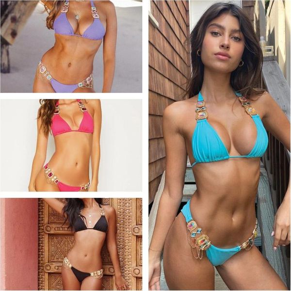 women's swimwear halter strap brazilian crystal gemstone diamond embellished push up bikini set two piece swimsuit biquini, White;black
women's swimwear halter strap brazilian crystal gemstone diamond embellished push up bikini set two piece swimsuit biquini, White;black