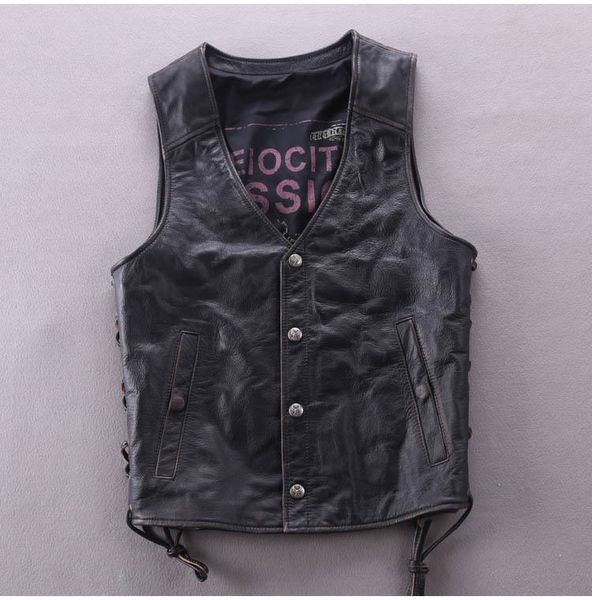 men's leather & faux genuine fashion vest men slim fit solid cowskin jacket motorcycle biker v-neck collar short coat, Black
men's leather & faux genuine fashion vest men slim fit solid cowskin jacket motorcycle biker v-neck collar short coat, Black