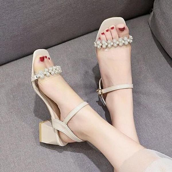 sandals summer style pearl beaded thick heel open toe high heels wholesale c637, Black
sandals summer style pearl beaded thick heel open toe high heels wholesale c637, Black