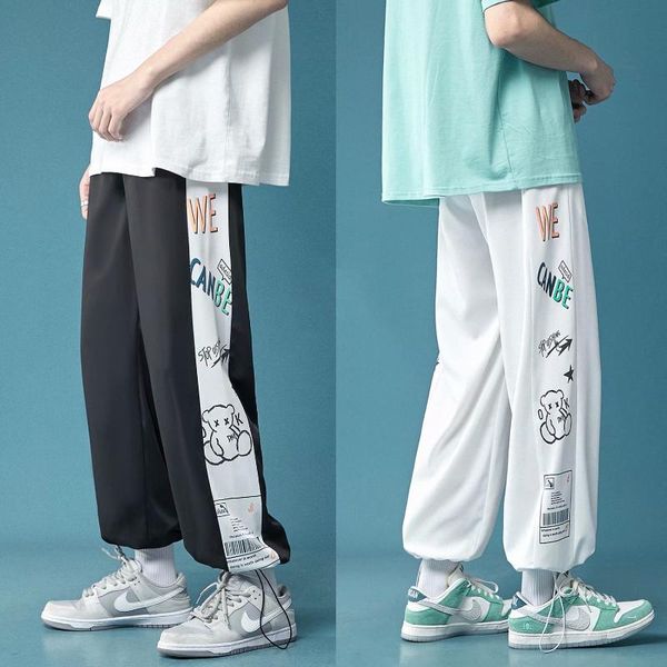 men's pants fashion korean style ribbon streetwear harem elastic waist cargo men casual hip hop sweatpants, Black
men's pants fashion korean style ribbon streetwear harem elastic waist cargo men casual hip hop sweatpants, Black