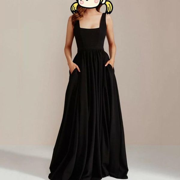 party dresses uzn black elastic satin a line prom dress square neckline backless evening with pockets vestido de noche, White;black
party dresses uzn black elastic satin a line prom dress square neckline backless evening with pockets vestido de noche, White;black