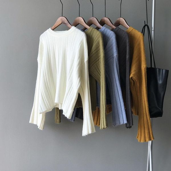 women's sweaters knit sweater women 2021 korean version loose round neck pit striped long-sleeved autumn and winter lx02, White;black
women's sweaters knit sweater women 2021 korean version loose round neck pit striped long-sleeved autumn and winter lx02, White;black