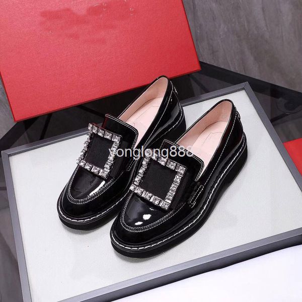 dress shoes patent leather square buckle small shoes women's spring british round head low heel lazy lefu, Black
dress shoes patent leather square buckle small shoes women's spring british round head low heel lazy lefu, Black