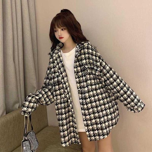 women's wool & blends women houndstooth coat 2021 winter fashion female single-breasted cardigan long sleeve jacket korean one-piece wo, Black
women's wool & blends women houndstooth coat 2021 winter fashion female single-breasted cardigan long sleeve jacket korean one-piece wo, Black