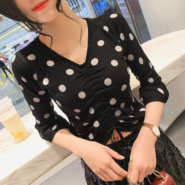 women's sweaters korean style omen's clothing fashion brand summer basic shirts flare sleeve v-neck drawstring tie rope dot short, White;black
women's sweaters korean style omen's clothing fashion brand summer basic shirts flare sleeve v-neck drawstring tie rope dot short, White;black