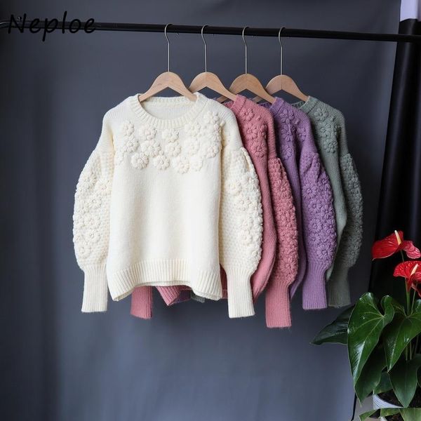 neploe flower embroidered lantern sleeve knitted pullovers 2021 autumn winter sweater women o-neck solid color fashion women's sweater, White;black
neploe flower embroidered lantern sleeve knitted pullovers 2021 autumn winter sweater women o-neck solid color fashion women's sweater, White;black