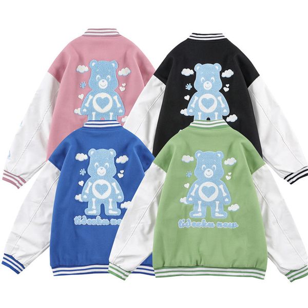 men's hoodies & sweatshirts and women's baseball jacket, cartoon bear embroidery uniform, hip hop casual wear, Black
men's hoodies & sweatshirts and women's baseball jacket, cartoon bear embroidery uniform, hip hop casual wear, Black