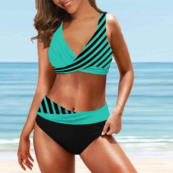 women's swimwear women striped print 2021 high waist bikini set halter bathing suit biquini woman swimsuit female plus size #t2q, White;black
women's swimwear women striped print 2021 high waist bikini set halter bathing suit biquini woman swimsuit female plus size #t2q, White;black