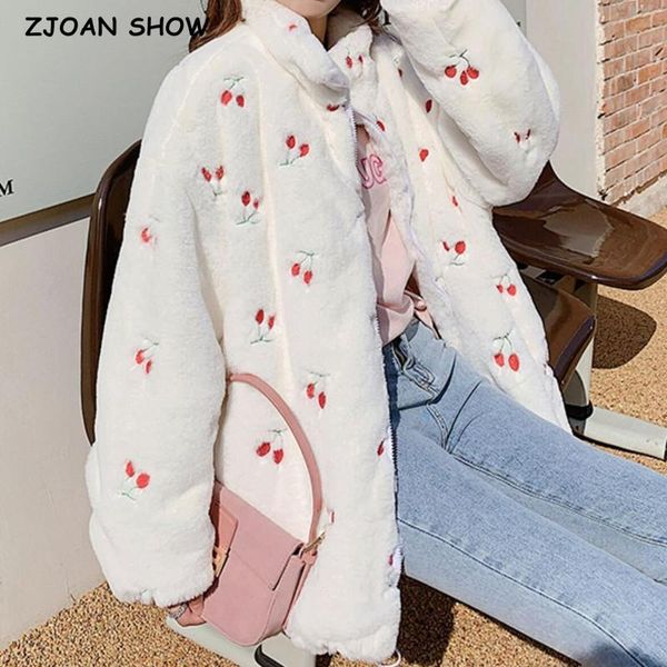 women's fur & faux 2021 winter embroidery fruit jacket white vintage women stay warm imitate hairy shaggy coat zipper outerwear, Black
women's fur & faux 2021 winter embroidery fruit jacket white vintage women stay warm imitate hairy shaggy coat zipper outerwear, Black