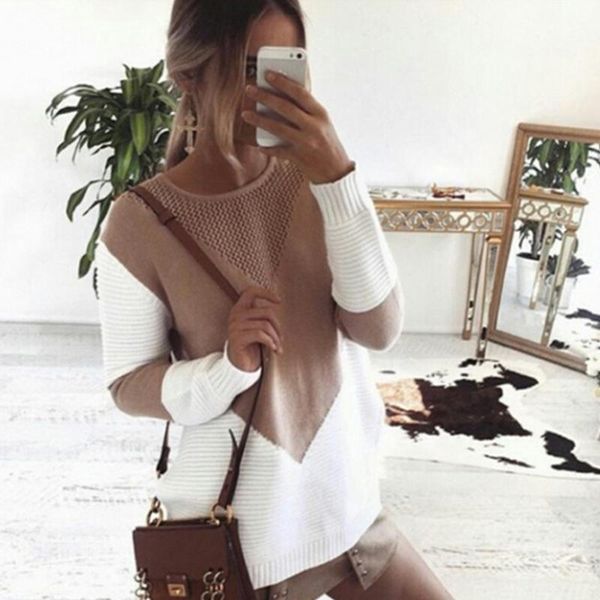 women's sweaters 2021 autumn winter sweater for women patchwork loose knitting pullovers fashionable o-neck long female, White;black
women's sweaters 2021 autumn winter sweater for women patchwork loose knitting pullovers fashionable o-neck long female, White;black