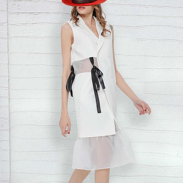fashion organza patchwork design vest jackets for women spring summer sleeveless coats elegant bandage famale 210525, Black;white
fashion organza patchwork design vest jackets for women spring summer sleeveless coats elegant bandage famale 210525, Black;white