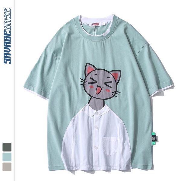 summer new student's cartoon print t-shirt, korean splicing shirt, short sleeve t-shirt, men's and women's clothes, White
summer new student's cartoon print t-shirt, korean splicing shirt, short sleeve t-shirt, men's and women's clothes, White