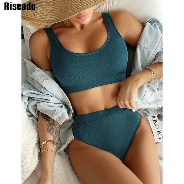 women's swimwear riseado ribbed bikinis high waist swimsuits bandeau biquini 2021 solid bathing suits summer beachwear, White;black
women's swimwear riseado ribbed bikinis high waist swimsuits bandeau biquini 2021 solid bathing suits summer beachwear, White;black